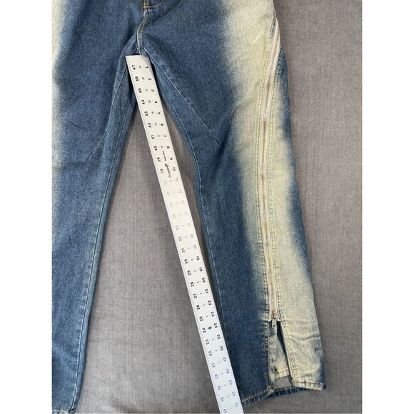 Mijko Zipper Jeans Mens 2XL Blue Gradient Baggy Denim Y2K Statement Streetwear - Picture 6 of 16